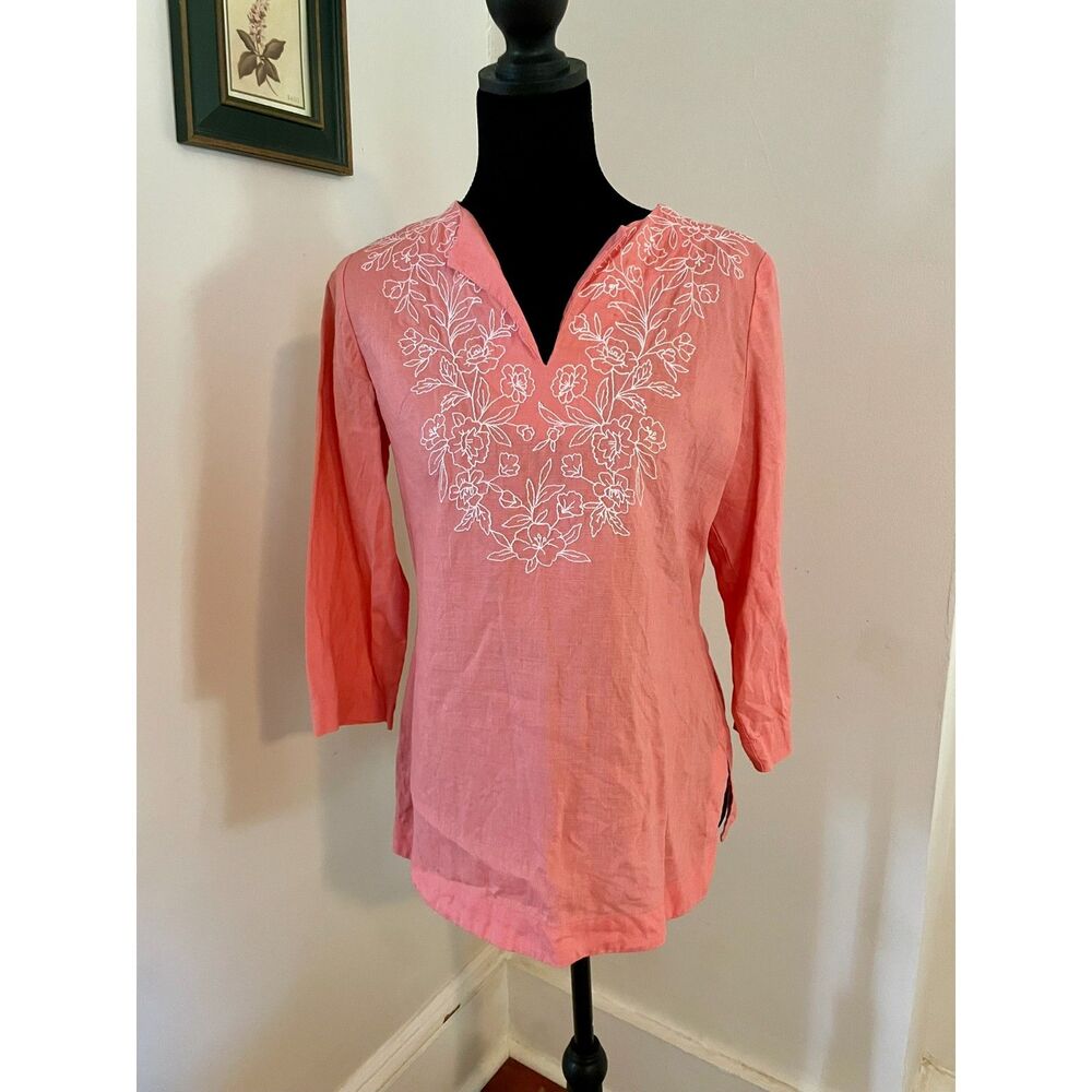 Jones New York Coral 100% Linen Tunic PS